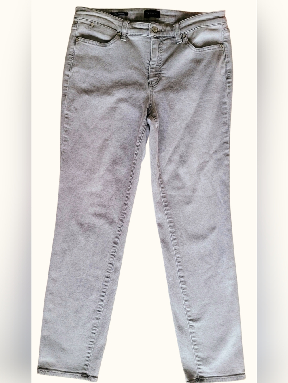 Talbots Slim Ankle Jeans Gray Stretch Mid Rise Womens Size 8 Workwear Pant